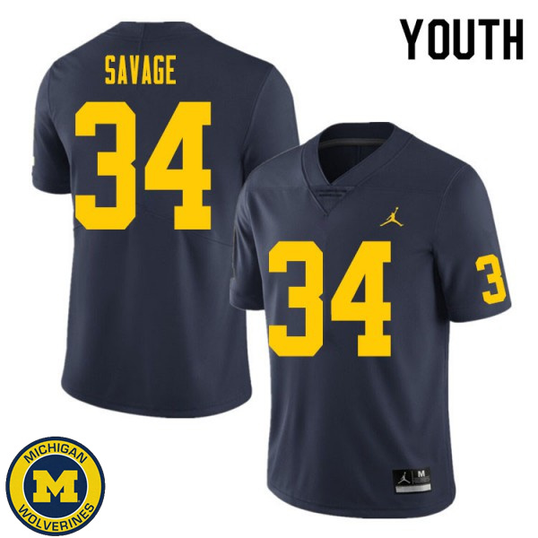 Youth Michigan Wolverines #34 Osman Savage Navy Stitched Football Jersey